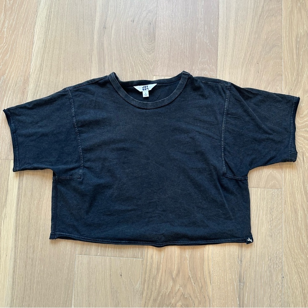 Joylab Women’s Cropped Boxy Tshirt Crop Top Short Sleeve Cotton Tee Black Small - Picture 2 of 9
